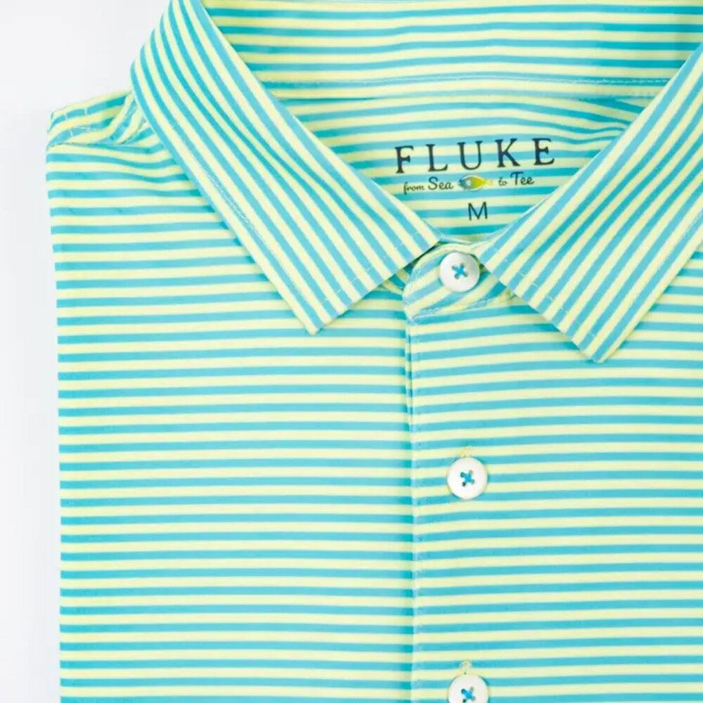 Fluke Golf Polo Striped Green & Yellow